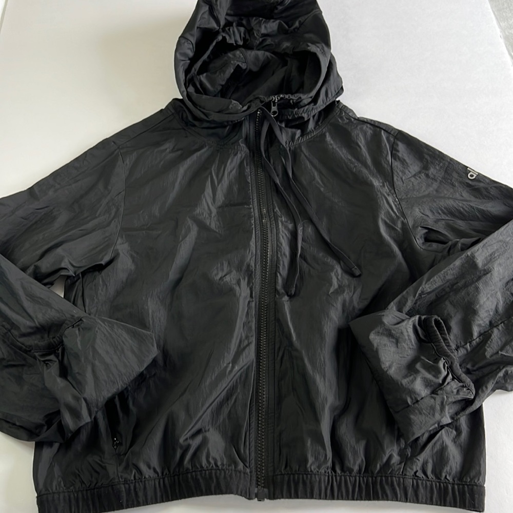 Lightweight Black Hooded Windbreaker Jacket - Women